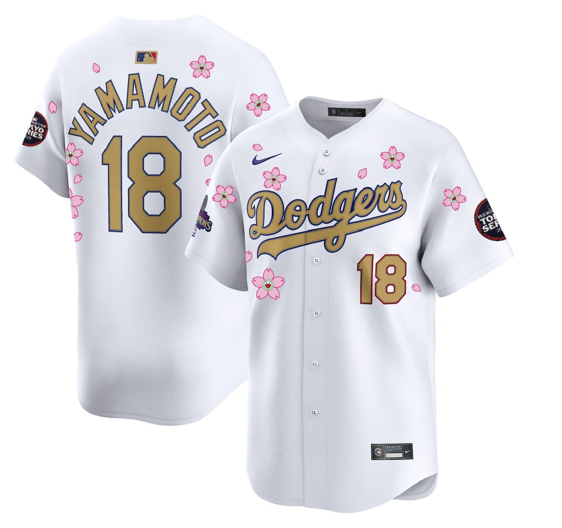 Dodgers #18 Yoshinobu Yamamoto World Tour Tokyo Series Home Gold Collection Limited Jersey White