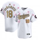 Dodgers #18 Yoshinobu Yamamoto MLB World Tour Tokyo Series Home Gold Collection Limited Jersey White