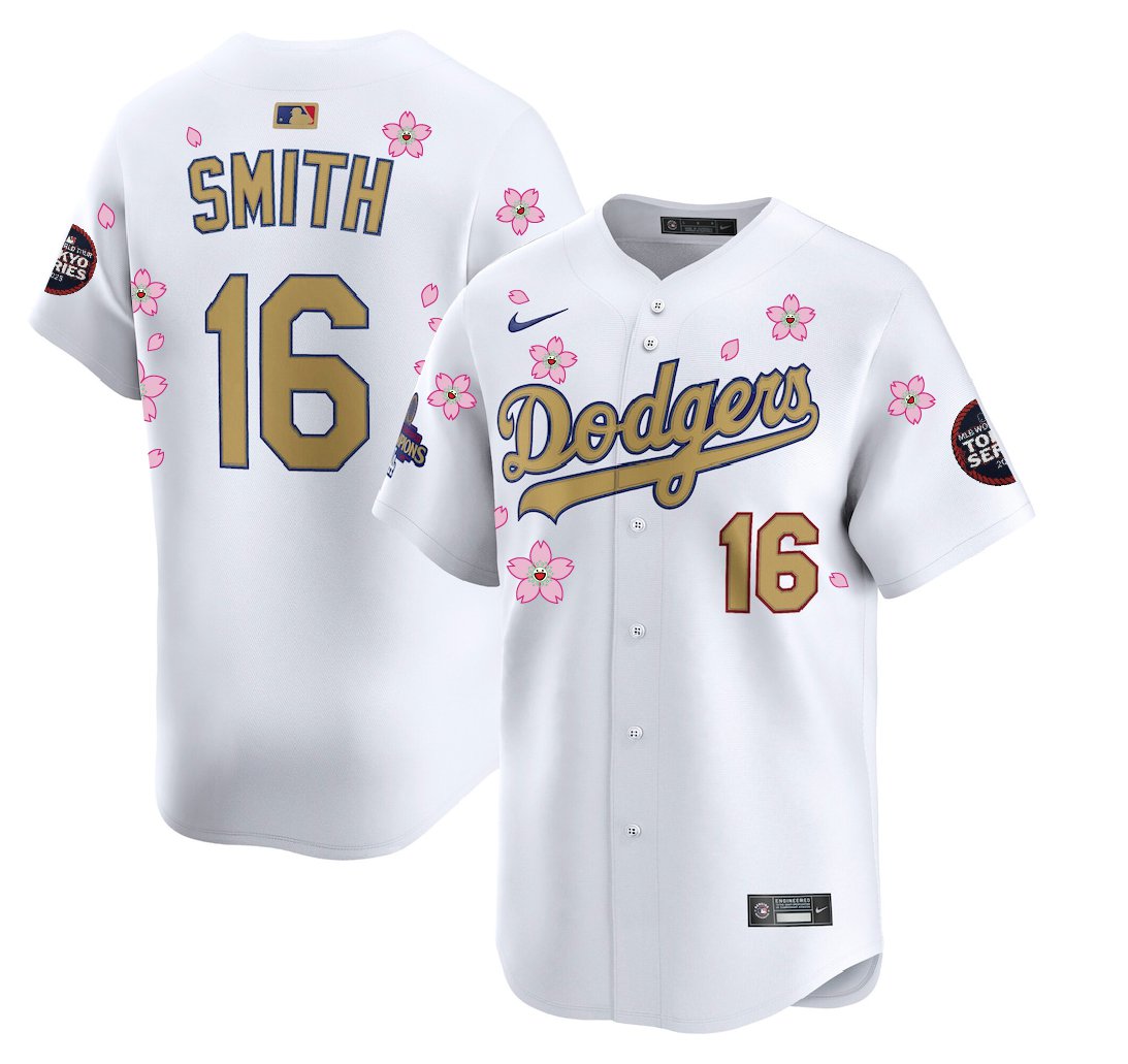 Dodgers #16 Will Smith World Tour Tokyo Series Home Gold Collection Limited Jersey White
