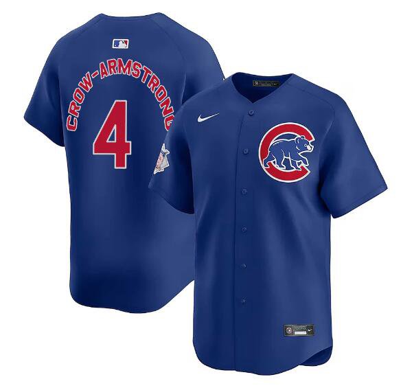 Men's CHC #4 Pete Crow-Armstrong Royal Limited Stitched Player Jersey