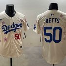 Men's Los Angeles Dodgers #50 Mookie Betts Cream 2025 Tokyo Series Limited Stitched Baseball Jersey