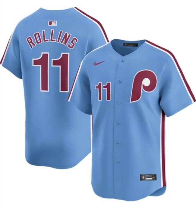 Men's PHI #11 Jimmy Rollins Light Blue Alternate Limited Stitched Jersey