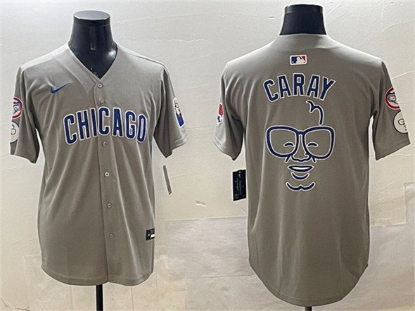 Men's CHC Gray Harry Caray 'Holy Cow' Patch Limited Stitched Player Jersey