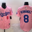 Men's Los Angeles Dodgers #8 Enrique Hernández Pink 2025 Tokyo Series Limited Stitched Jersey