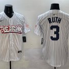 Men's New York Yankees #3 Babe Ruth White Bronx Graffiti Vapor Limited Stitched Player Jersey