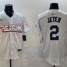 Men's New York Yankees #2 Derek Jeter White Bronx Graffiti Vapor Limited Stitched Player Jersey