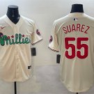 Men's PHI #55 Ranger Suárez Cream Phanatic Limited Stitched Jersey