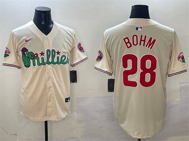 Men's PHI #28 Alec Bohm Cream Phanatic Limited Stitched Jersey