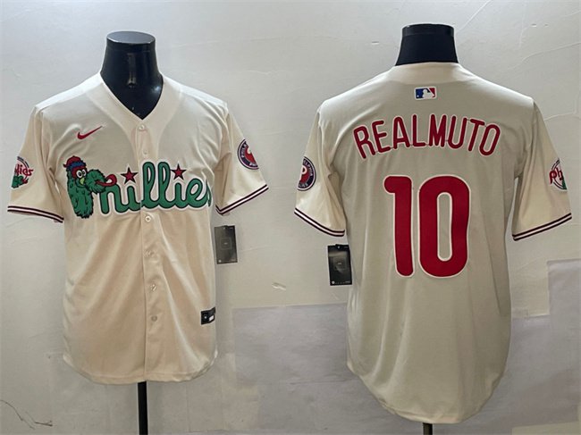 Men's PHI #10 J.T. Realmuto Cream Phanatic Limited Stitched Jersey