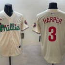 Men's PHI #3 Bryce Harper Cream Phanatic Limited Stitched Jersey