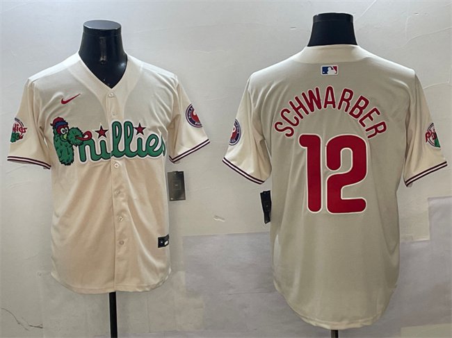 Men's PHI #12 Kyle Schwarber Cream Phanatic Limited Stitched Jersey