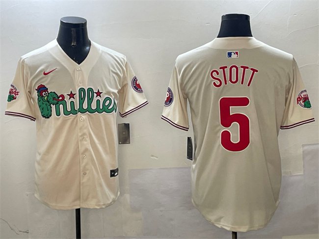 Men's PHI #5 Bryson Stott Cream Phanatic Limited Stitched Jersey