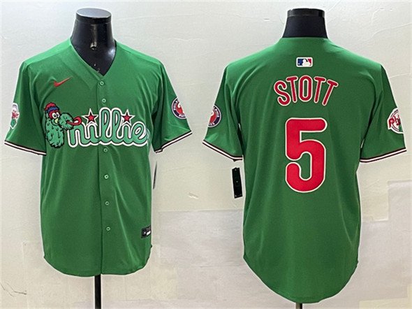 Men's PHI #5 Bryson Stott Green Phanatic Limited Stitched Jersey