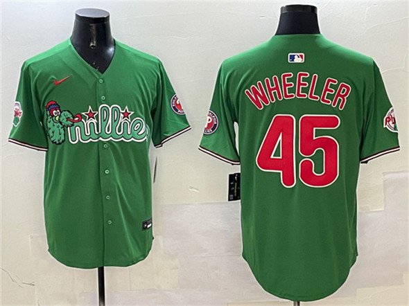 Men's PHI #45 Zack Wheeler Green Phanatic Limited Stitched Jersey