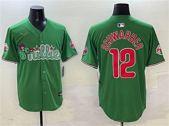 Men's PHI #12 Kyle Schwarber Green Phanatic Limited Stitched Jersey
