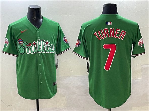 Men's PHI #7 Trea Turner Green Phanatic Limited Stitched Jersey