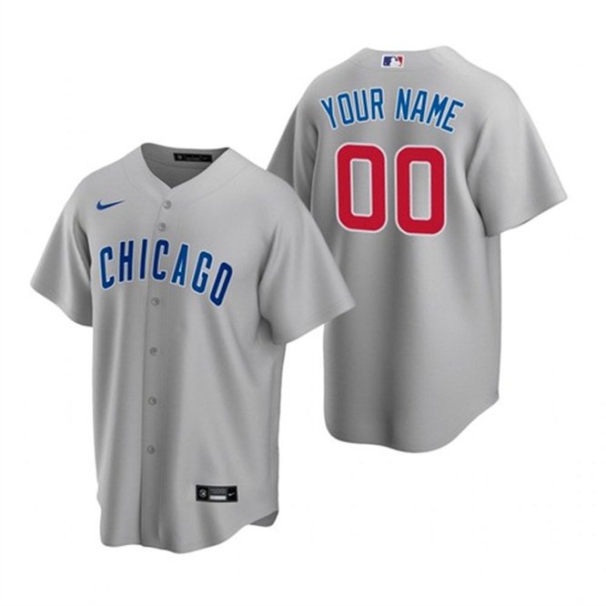 Any Size Chicago Cubs Custom Baseball Jersey Gray