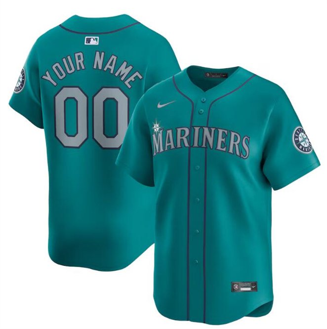 Any Size Seattle Mariners Custom Name 2024 Player Baseball Jersey Aqua