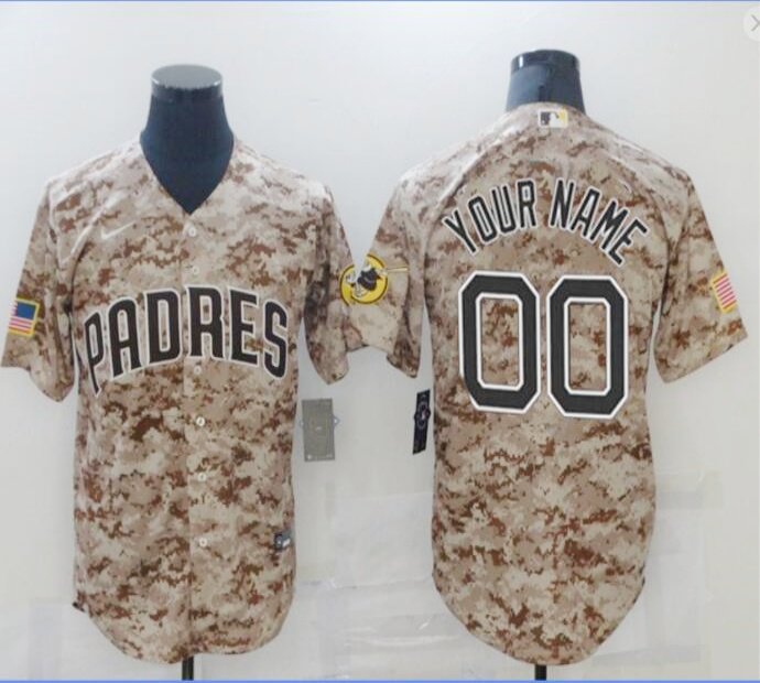 Any Size San Diego Padres Customized Name & Number Camo Cool Baseball Jersey