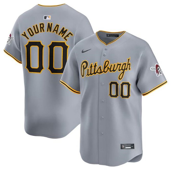 Any Size Pittsburgh Pirates Custom Name 2024 Away Cool Baseball Jersey Gray