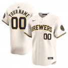 Any Size Milwaukee Brewers Custom Baseball Jersey Cream