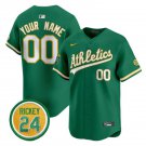Men's Oakland Athletics Active Player Custom Green Rickey Henderson Patch Vapor Jersey