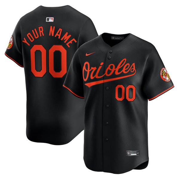 Any Size Baltimore Orioles Custom Baseball Jersey Black