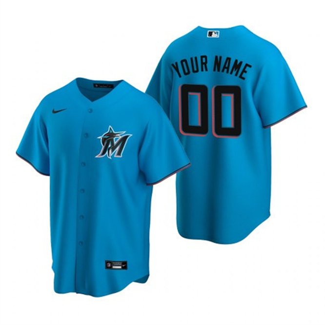 Any Size Miami Marlins Custom Baseball Jersey Light Blue