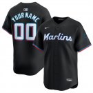 Any Size Miami Marlins ACTIVE PLAYER Custom Black 2024 Alternate Stitched Jersey