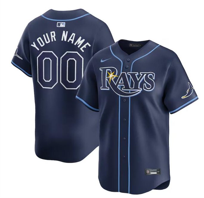 Any Size Tampa Bay Rays Custom Name 2024 Away Cool Baseball Jersey Navy