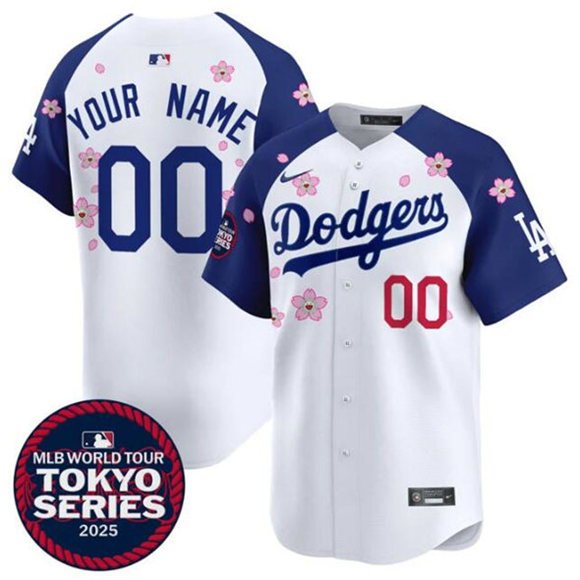 Men's Los Angeles Dodgers ACTIVE PLAYER Custom White/Royal 2025 Tokyo Series Jersey