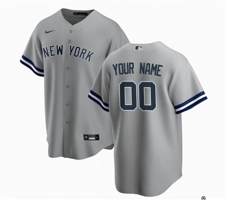 Any Size New York Yankees Custom Baseball Jersey Gray