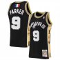 Men's San Antonio Spurs #9 Tony Parker Black 2001-02 Hardwood Classics Swingman Jersey