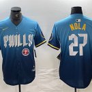 Any Size Phillies #27 Aaron Nola City Cool Player Stitched Jersey Blue 2024