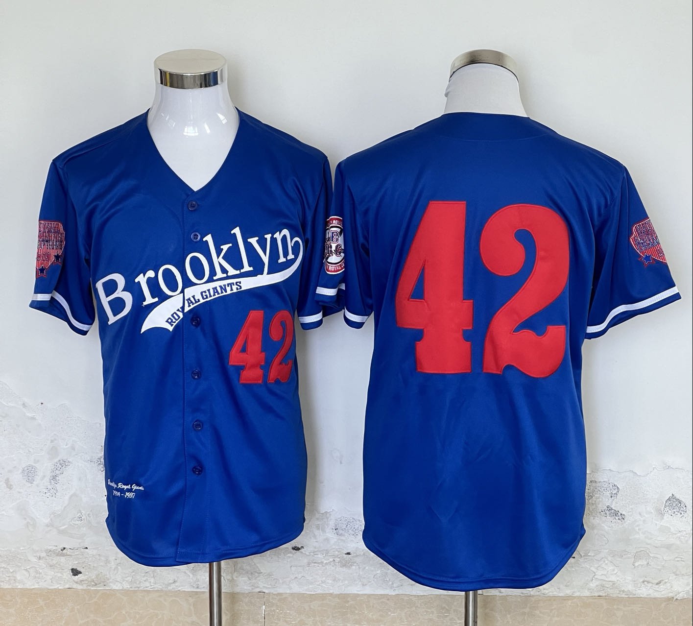 Men's Brooklyn Dodgers #42 Jackie Robinson Blue Throwback Player Jersey