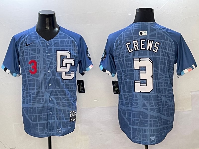Men's Washington Nationals #3 Dylan Crews Nike Blue 2025 City Connect 2.0 Limited Jersey
