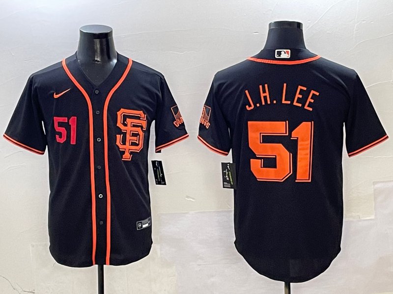 Men's SFG #51 Jung Hoo Lee Black With SF Stitched Cool Base Jersey