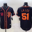 Men's San Francisco Giants #51 Jung Hoo Lee Black With SF Stitched Cool Base Jersey