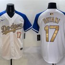 Men's Los Angeles Dodgers #17 Shohei Ohtani White/Royal/Gold 2024 World Series Champions Jersey