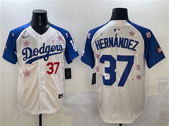 Men's LAD #37 Teoscar Hern&Atilde;&iexcl;ndez White/Royal 2025 Tokyo Series Limited Jersey