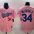 Men's Los Angeles Dodgers #34 Fernando Valenzuela Pink 2025 Tokyo Series Limited Stitched Jersey