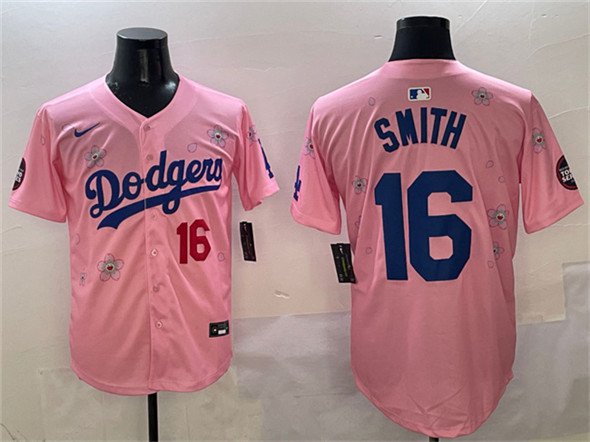 Men's Los Angeles Dodgers #16 Will Smith Pink 2025 Tokyo Series Limited Stitched Player Jersey