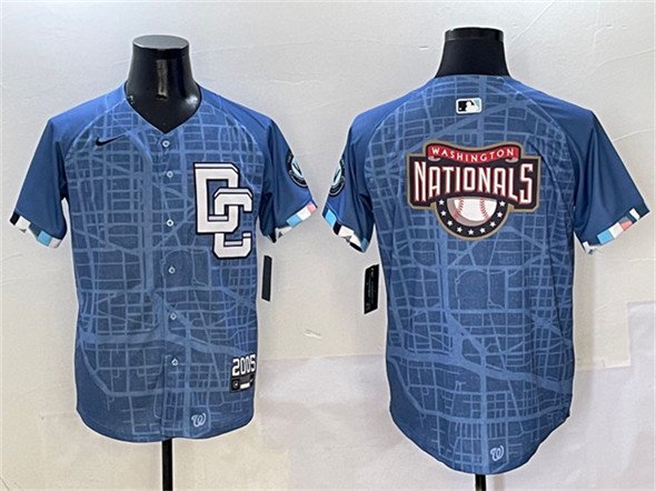 Men's Washington Nationals Team Big Logo Blue 2025 City Connect Limited Stitched Jersey