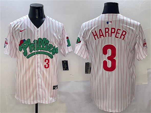Men's PHI #3 Bryce Harper White Phanatic Limited Stitched Jersey
