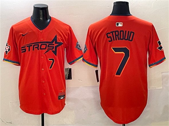 Men's HOU #7 C.J. Stroud Orange 2025 City Connect With Texas Patch Jersey