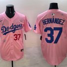 Men's Los Angeles Dodgers #37 Teoscar Hernández Pink 2025 Tokyo Series Limited Stitched Jersey