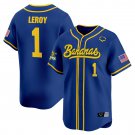 Unisex & Boys Savannah Bananas #1 LEROY Active Player Custom Blue Stitched Baseball Jersey