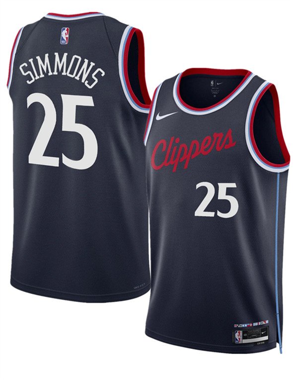 Men's Los Angeles Clippers #25 Ben Simmons Navy 202425 Icon Edition Stitched Jersey