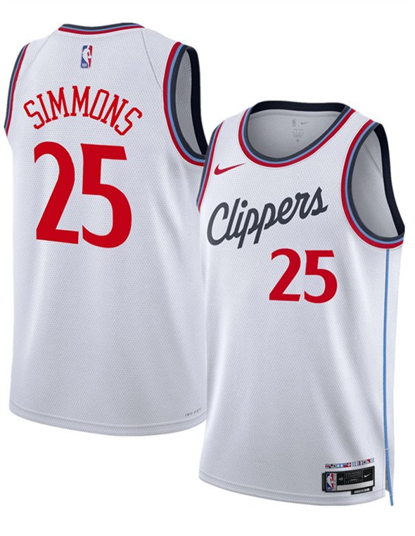 Men's Los Angeles Clippers #25 Ben Simmons White 202425 Stitched Jersey