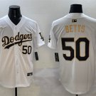 Men's Los Angeles Dodgers #50 Mookie Betts White/Gold Limited Stitched Baseball Jersey